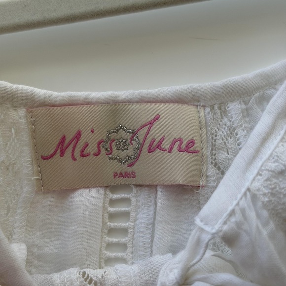 Miss June Paris Blouse Womens White Boho Cold Shoulder Bell‎ Sleeve Lace S/M - Picture 11 of 16